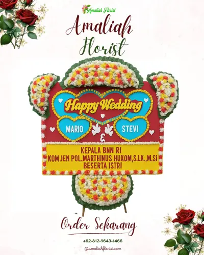 Karangan Papan Bunga Pernikahan di Bumi Kedamaian